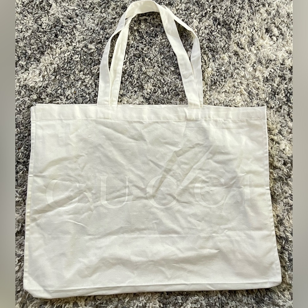 GUCCI Large Ivory Cotton Reusable Tote Bag